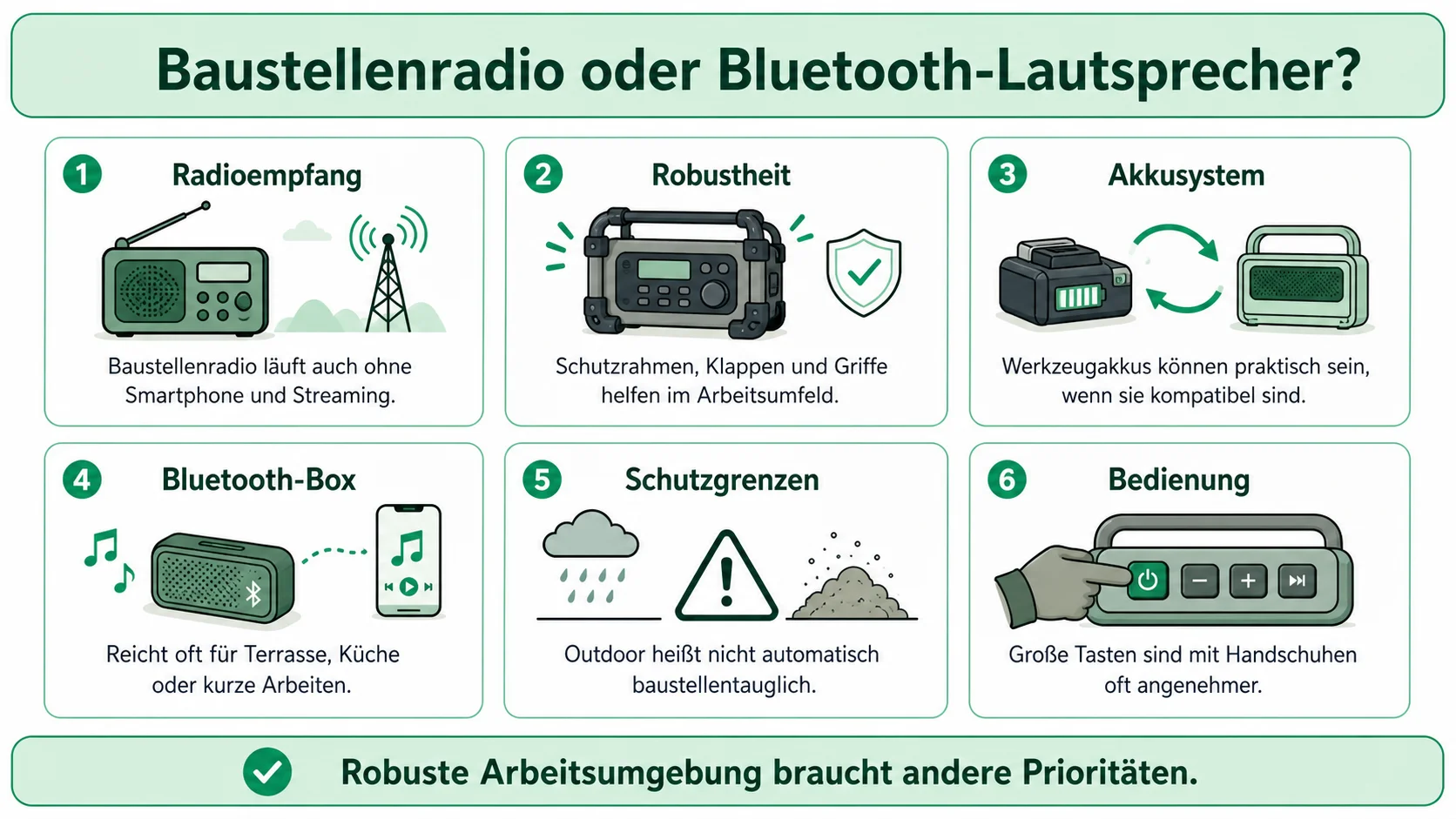 Infografik: Baustellenradio oder Bluetooth-Lautsprecher