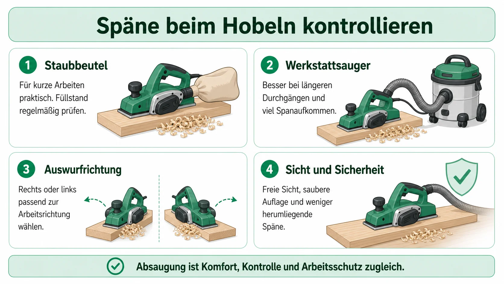 Infografik: Spanabsaugung beim Elektrohobel