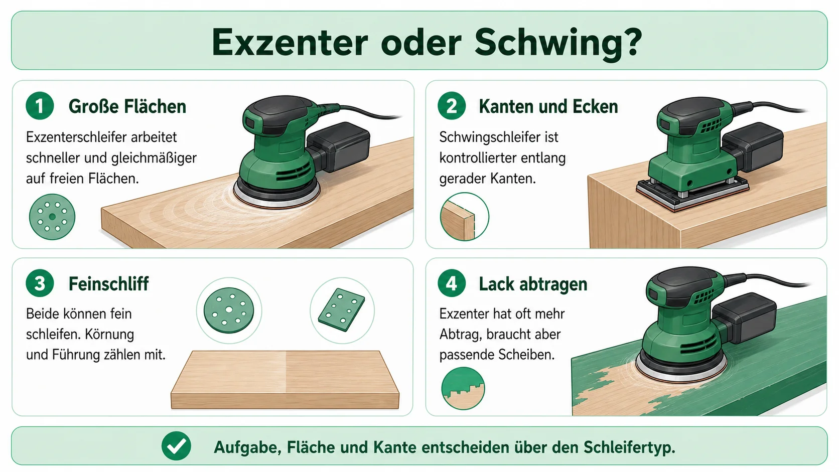 Infografik zu Exzenterschleifer oder Schwingschleifer?