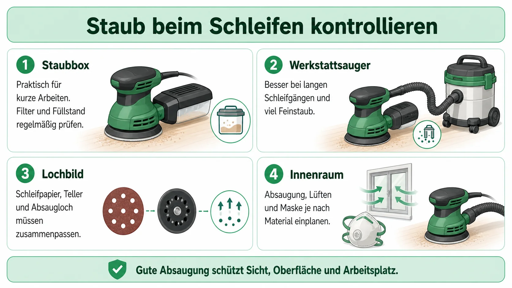 Infografik zu Schleifgerät mit Absaugung