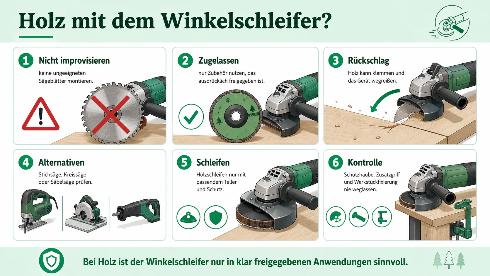 Infografik zu Holz mit dem Winkelschleifer?