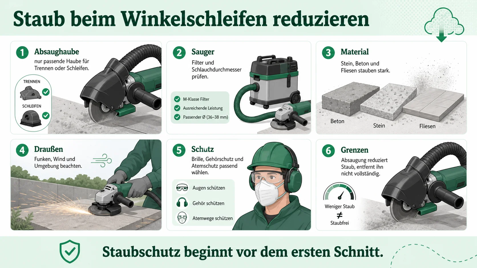 Infografik zu Winkelschleifer mit Absaugung